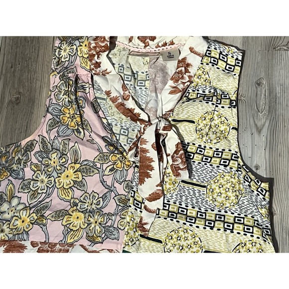 Moulinette Soeurs Anthropologie Mixed Pattern Print Tie Bow Sleeveless Blouse S - Picture 2 of 6